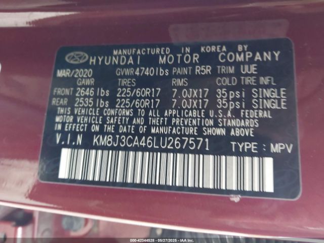 2020 HYUNDAI TUCSON KM8J3CA46LU267571 Photo 8