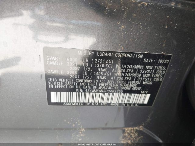 2023 SUBARU ASCENT 4S4WMAWD3P3402355 Photo 8