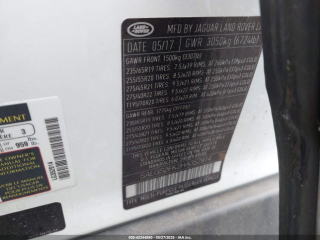 2017 LAND ROVER RANGE ROVER SALGS2FK2HA352914 Photo 8