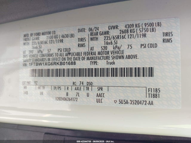 1FTBW1XG6RKB01688 Ford 2024