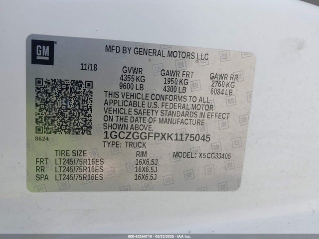 1GCZGGFPXK1175045 Chevrolet Express 3500 Work Van