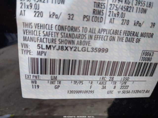 2020 LINCOLN AVIATOR 5LMYJ8XY2LGL35999 Photo 8