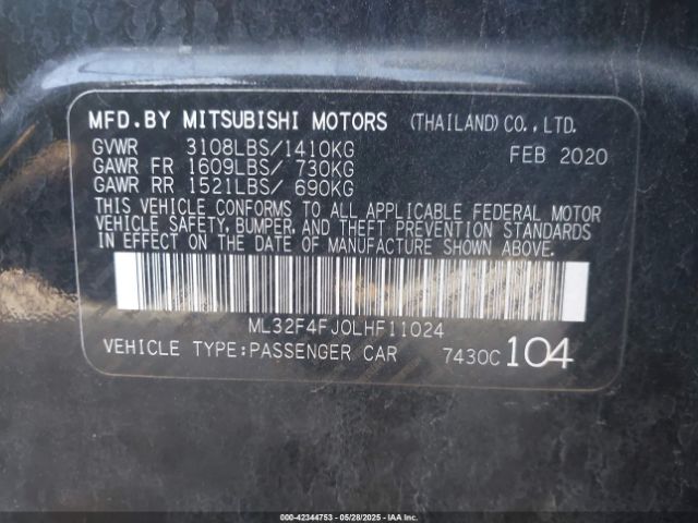 2020 MITSUBISHI MIRAGE G4 ML32F4FJ0LHF11024 Photo 8
