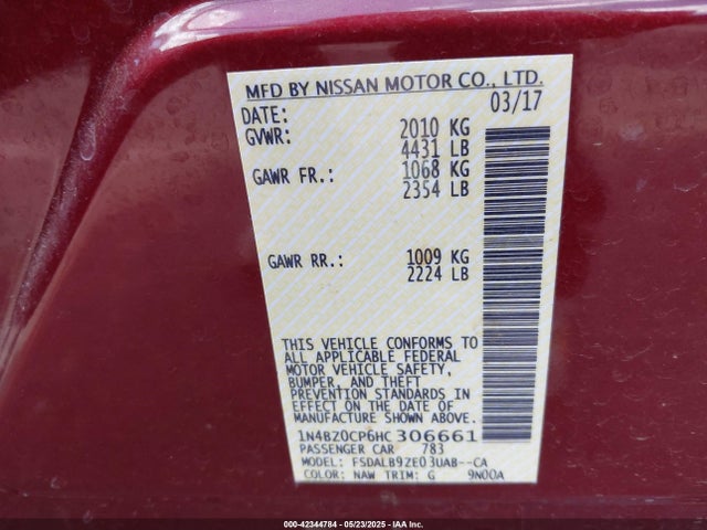 1N4BZ0CP6HC306661 Nissan Leaf