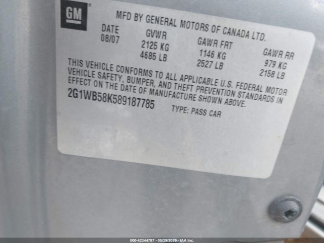2008 CHEVROLET IMPALA 2G1WB58K589187785 Photo 8