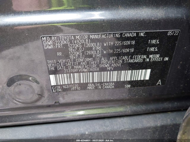 2T3T6RFV6NW036068 Toyota a25a-fxs, 3nm+4nm(li)