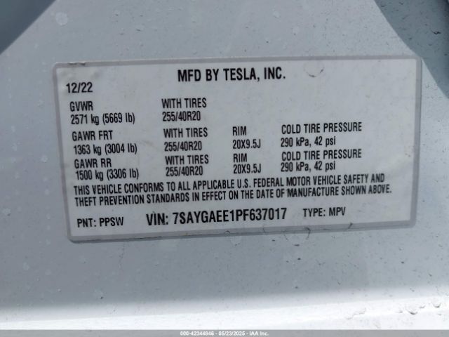2023 TESLA MODEL Y 7SAYGAEE1PF637017 Photo 8