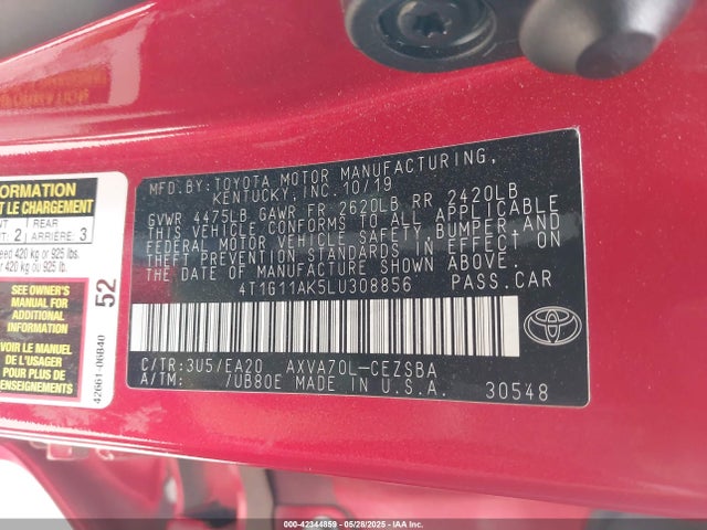 4T1G11AK5LU308856 Toyota a25a-fks