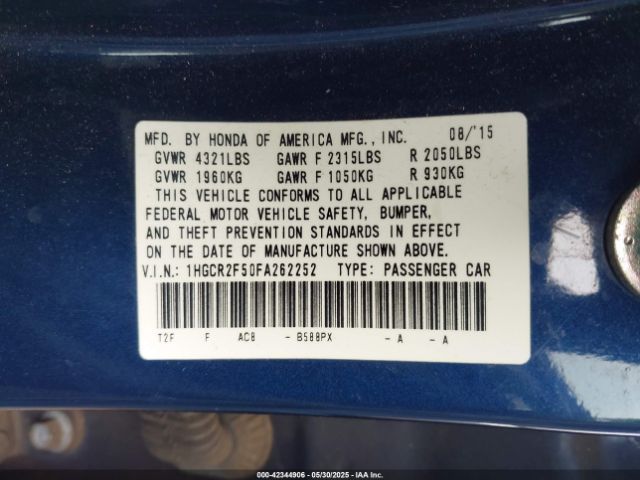 1HGCR2F50FA262252 Honda Accord Sport