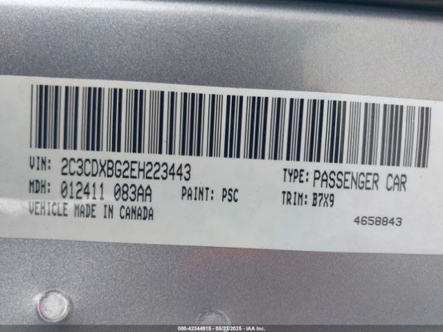 2C3CDXBG2EH223443 Dodge Charger Se