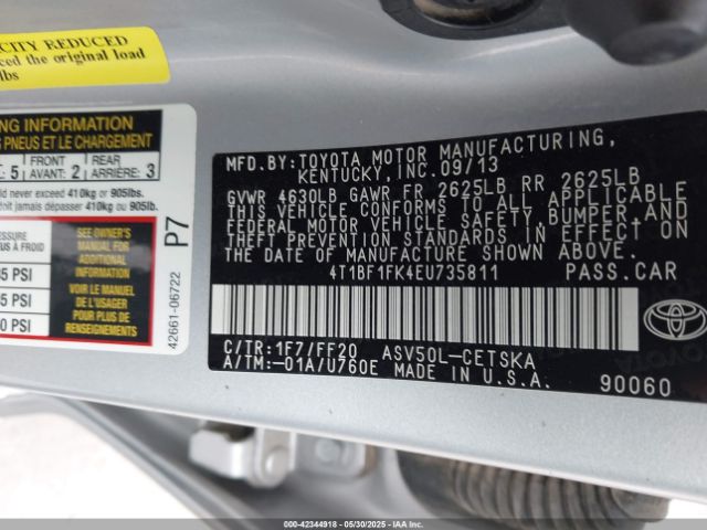4T1BF1FK4EU735811 Toyota Camry