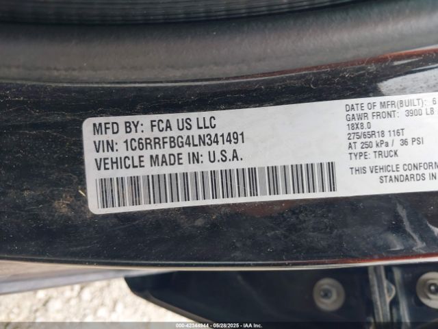 1C6RRFBG4LN341491 RAM 1500 Big Horn  4x4 6'4 Box