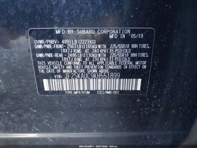 2019 SUBARU FORESTER JF2SKAUC9KH551899 Photo 8