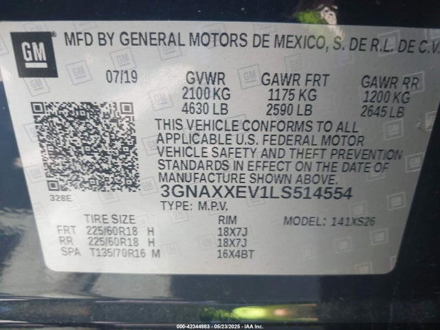3GNAXXEV1LS514554 Chevrolet lyx - direct injection, vvt, fgt, turbo, alum, gen1
