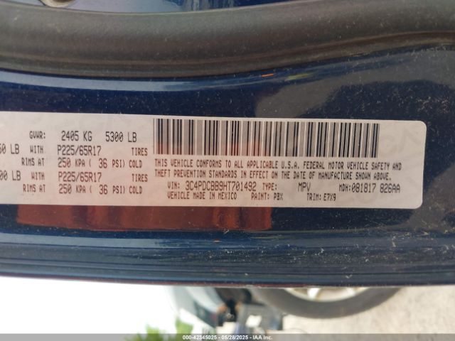3C4PDCBB9HT701492 Dodge Journey Sxt