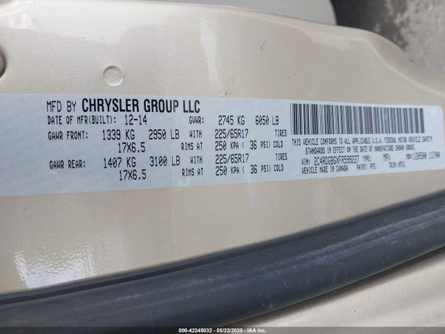 2C4RDGBGXFR599227 Dodge Grand Caravan