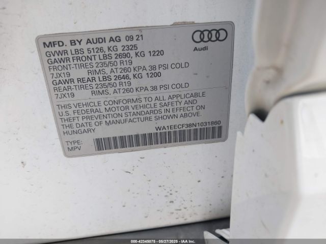 2022 AUDI Q3 WA1EECF38N1031860 Photo 8