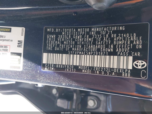 Toyota 2zr-fae 2022 5YFVPMAE5NP291871 Image 9