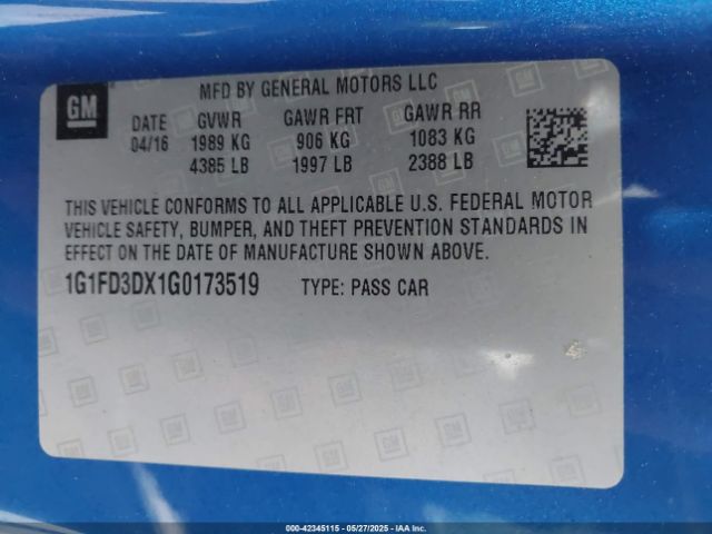 2016 CHEVROLET CAMARO 1G1FD3DX1G0173519 Photo 8
