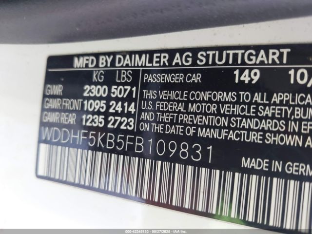 WDDHF5KB5FB109831 Mercedes-Benz 2015