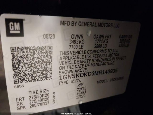 2021 CHEVROLET SUBURBAN 1GNSKDKD3MR140935 Photo 8