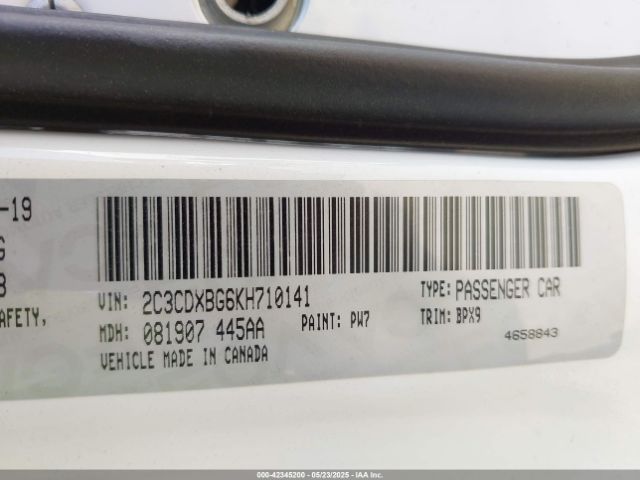 2019 DODGE CHARGER 2C3CDXBG6KH710141 Photo 8