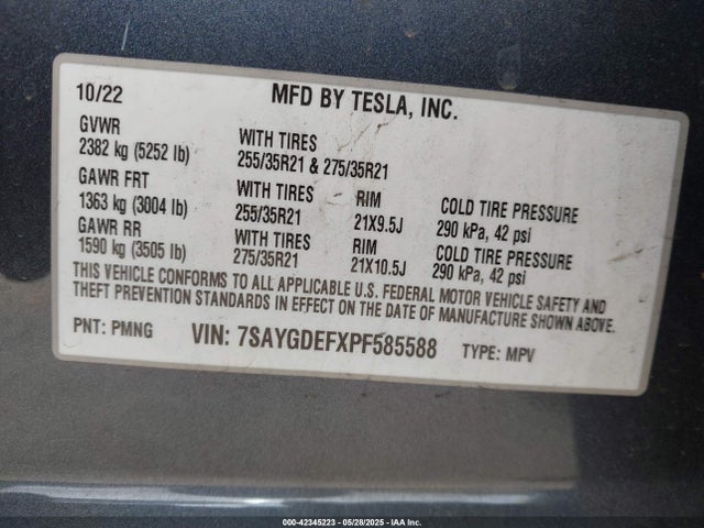 7SAYGDEFXPF585588 Tesla 2023