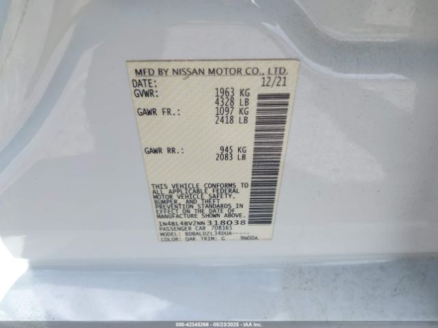 2022 NISSAN ALTIMA 1N4BL4BV2NN318038 Photo 8