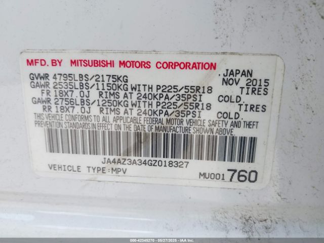 2016 MITSUBISHI OUTLANDER JA4AZ3A34GZ018327 Photo 8