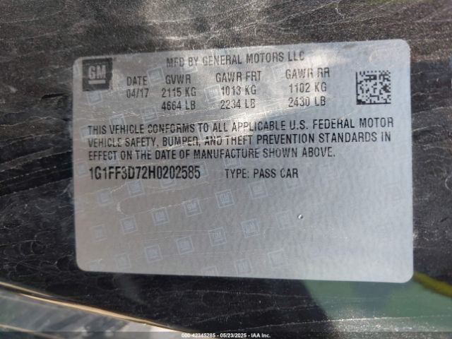 2017 CHEVROLET CAMARO 1G1FF3D72H0202585 Photo 8