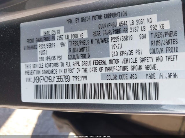 JM3KFACM9J1365789 Mazda py cylinder deactivation