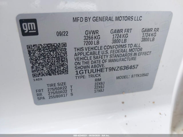 1GTUUHET9NZ636457 GMC lm2