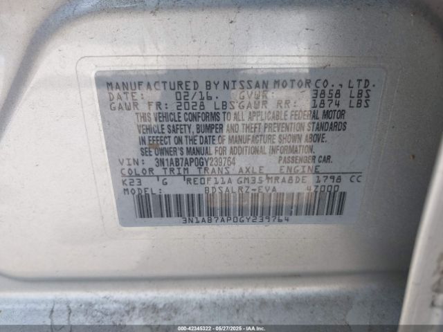 3N1AB7AP0GY239764 Nissan SENTRA SR