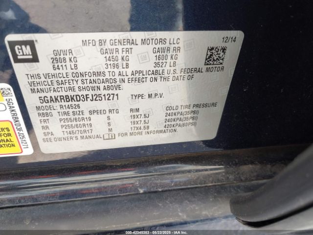 5GAKRBKD3FJ251271 Buick Enclave Leather