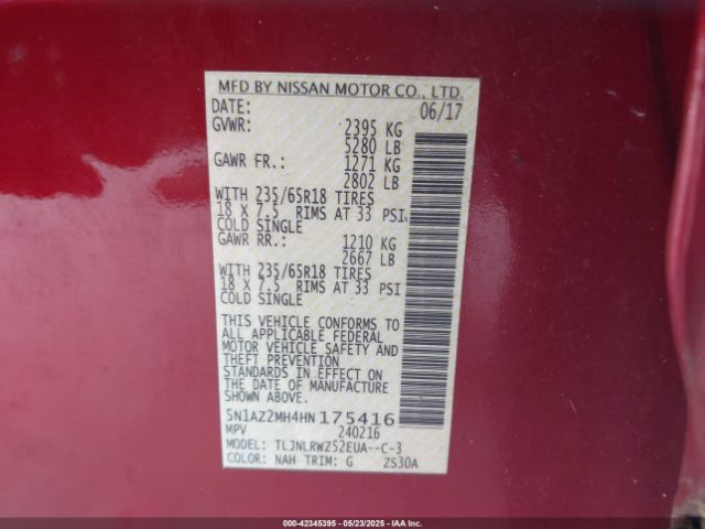 5N1AZ2MH4HN175416 Nissan Murano