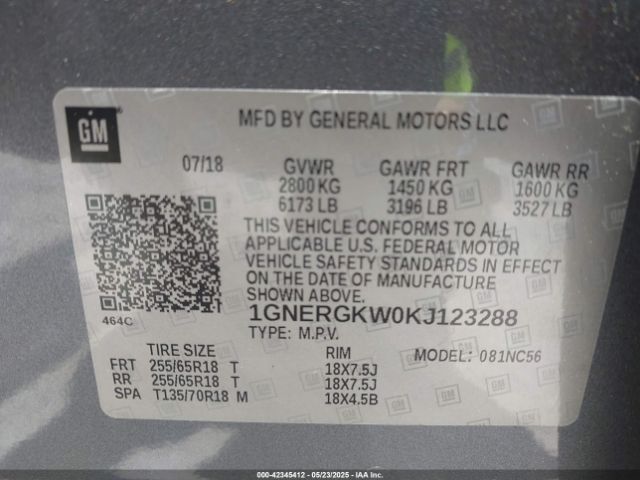 1GNERGKW0KJ123288 Chevrolet lfy - spark ignited direct injection, atss, gen 1
