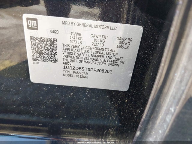 1G1ZD5ST0PF208301 Chevrolet Malibu Fwd 1lt