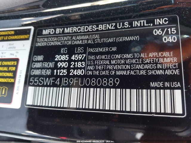55SWF4JB9FU080889 Mercedes-Benz C-Class