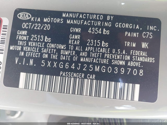 5XXG64J25MG039708 KIA t-gdi gamma ii