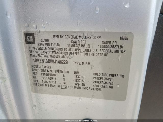 2009 GMC ACADIA 1GKER13D89J148229 Photo 8