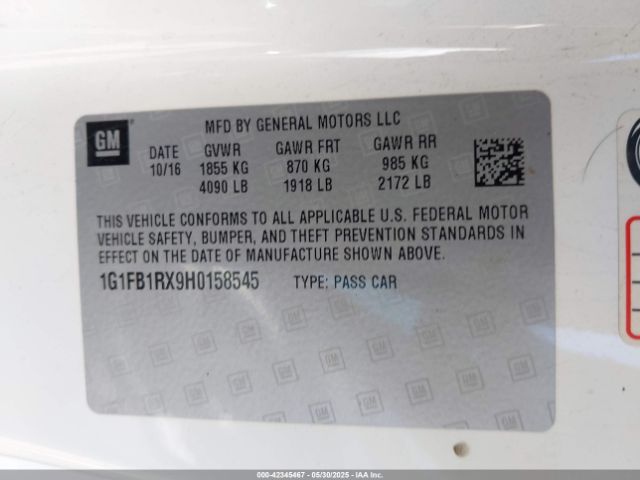 2017 CHEVROLET CAMARO 1G1FB1RX9H0158545 Photo 8