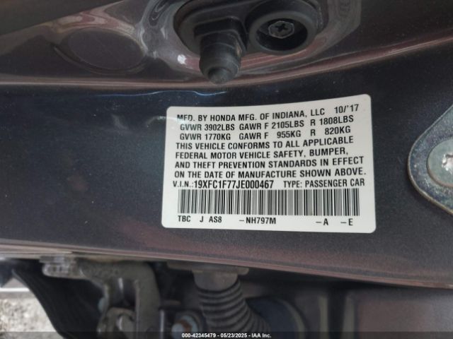 19XFC1F77JE000467 Honda Civic Ex-l