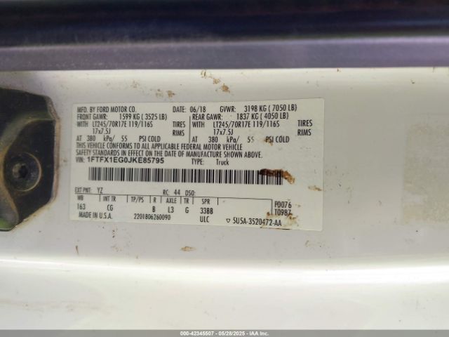 1FTFX1EG0JKE85795 Ford F-150 Xl