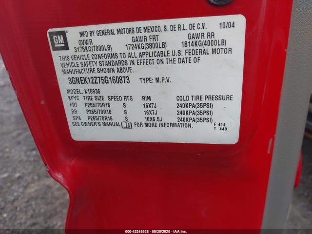 2005 CHEVROLET AVALANCHE 3GNEK12Z75G160873 Photo 8