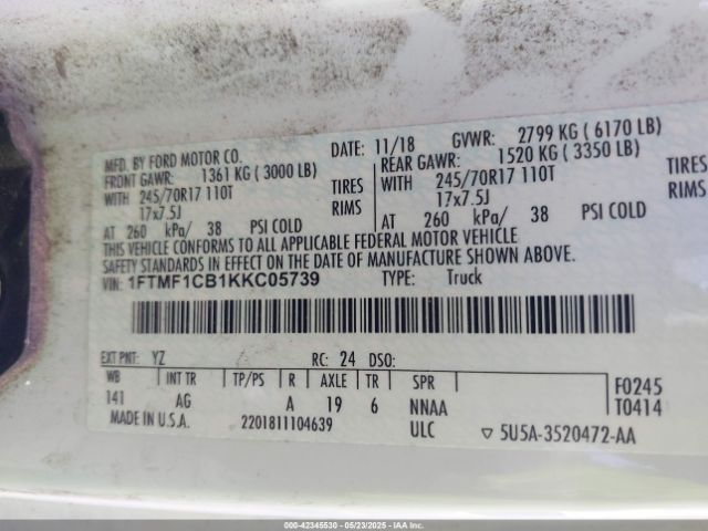 1FTMF1CB1KKC05739 Ford F-150