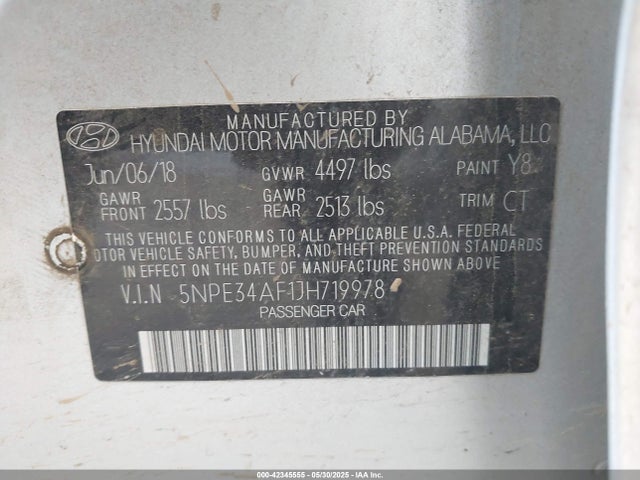 5NPE34AF1JH719978 Hyundai gdi theta-ii
