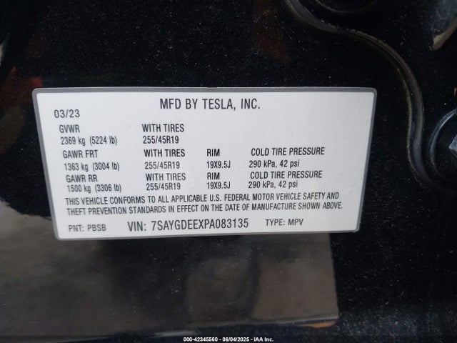 2023 TESLA MODEL Y 7SAYGDEEXPA083135 Photo 8