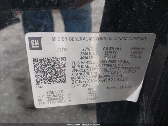 2019 CHEVROLET EQUINOX 2GNAXVEX6K6214219 Photo 8