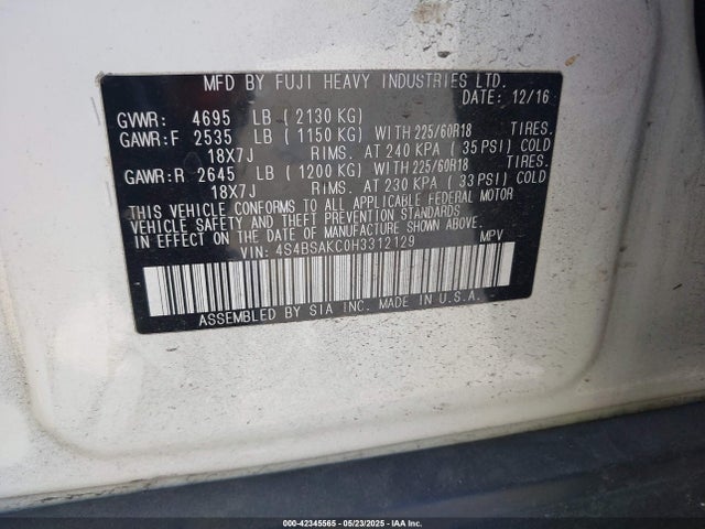 Subaru u5 2017 4S4BSAKC0H3312129 Image 9