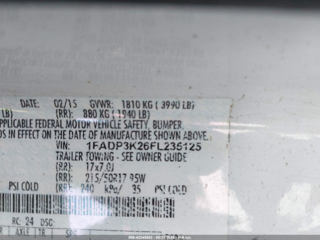 1FADP3K26FL235125 Ford FOCUS SE